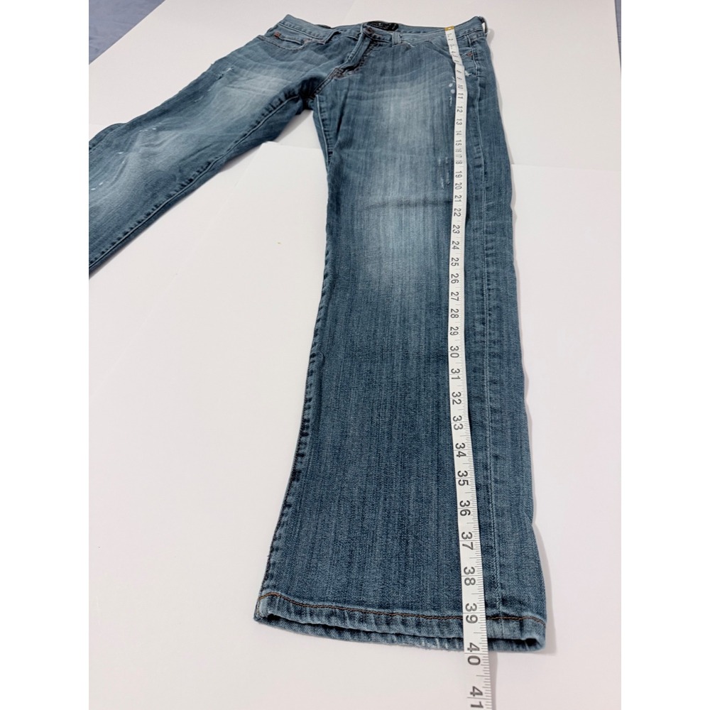 Lucky Brand 221 Original Straight Jeans Blue Distressed Paint Splatter 32x32 - Picture 8 of 10